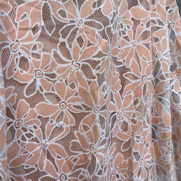BOB MACKIE Peach Floral Cottagecore Mermaidcore sheer Lined Blouse- M - Picture 8 of 10